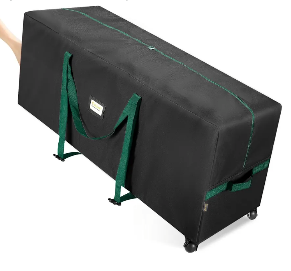 BALEINE 7.5 ft Rolling Christmas Tree Storage Bag, 2 Swivel Wheels for Easy Moving, Heavy Duty 600D Oxford Fabric Extra Large Artificial Christmas Tree Bag with Reinforced Carry Handles (Black)