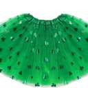 4 x Women Teens Tutu Adult 4 Layered Tulle Skirt with Satin Lined Dance Non See-Through Tutu Halloween Costumes (Large, Clover Green)