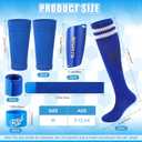 10 Pcs Soccer Shin Guards Set Shin Pads, Sleeves, Long Socks, Soccer Cleat Lace Cover and Guard Straps for Age 5-12 Youth, Lightweight Equipment (Blue)