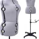 BHD BEAUTY Gray 13 Dials Female Fabric Adjustable Mannequin Dress Form for Sewing, Mannequin Body Torso with Tri-Pod Stand, Up to 70" Shoulder Height (Medium)