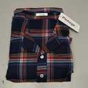 Pintage Men's Flannel Nightshirt Long Cotton Nightgown with Pockets 3XL Navy Red Plaid