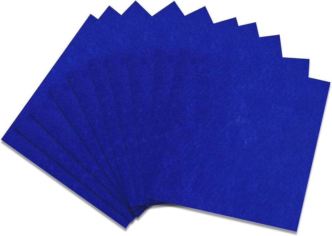 12" x 12" Squares Felt Sheets Fabric, 10Pcs Felt Fabric for Crafts, 1mm Thick Halloween Christmas Fabric Fall Felt Non-Woven Felt Paper for Sewing DIY Projects(Royal Blue)