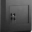 xydled Wall-Mount Mailbox,Heavy Duty Deposit Drop Box Suggestion Box, Locking Metal Key Drop Box with Key Lock, Cash Money Drop Box Safe Storage Box Postbox for Home&Business Use,16.3x10x4,Black (Sloping Bottom)