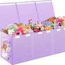 Mabahoo Extra Large Toy Box, Toy Chest for Kids Boys Girls, Collapsible Sturdy Storage Organizer with Mesh Pockets, 40"x14"x16" Kids Box Bins Baskets for Nursery, Playroom, Purple