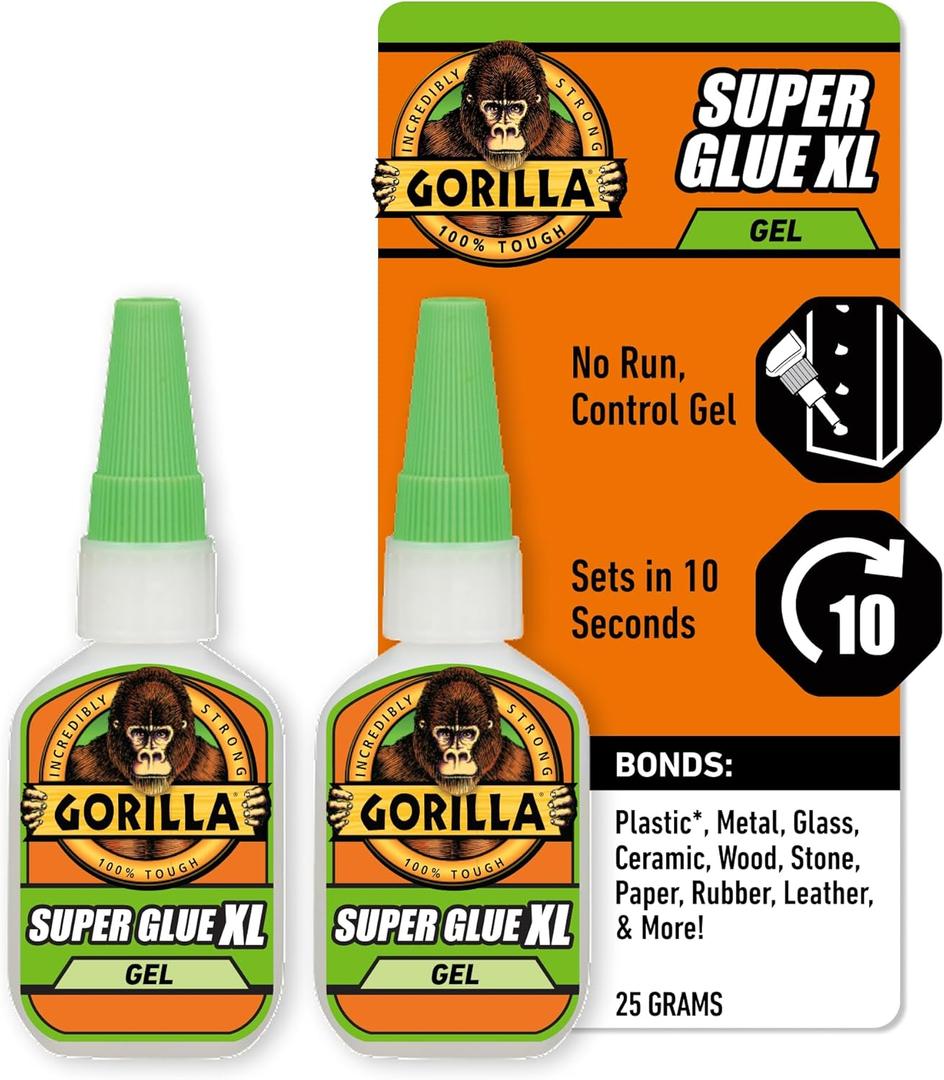 Gorilla Super Glue Gel XL, Clear Glue, 25 Gram (Pack of 2) - All Purpose and Fast Setting for Projects and Repairs