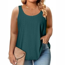 Eytino Womens Plus Size Tank Tops Summer Eyelet Embroidery Sleeveless T-Shirts Tops Scoop Neck Causal Loose Flowy Cami(1X-5X) (Black)