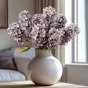 Fake Flowers Hydrangea Silk Flowers with Stems, Fake Grayish Hydrangea Artificial Flowers Winter Flowers Artificial for Decoration Vase Decor 24"Grayish Purple  8PCS Wthout Vase