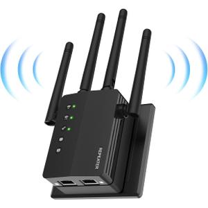 1200Mbps Dual Band 5GHz/2.4GHz WiFi Extender, WiFi Extender Signal Booster, 12880 Sq.Ft Coverage, 105Device Support, Setup for Home & Outdoor Use