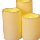 Weatherproof Flameless Candles with 6 H Timer-1000 Hours Long Life, Waterproof Battery Operated Flickering LED Pillar Candles,Outdoor Candles for Chiristmas Thanksgiving Halloween  4" 5" 6" Ivory)