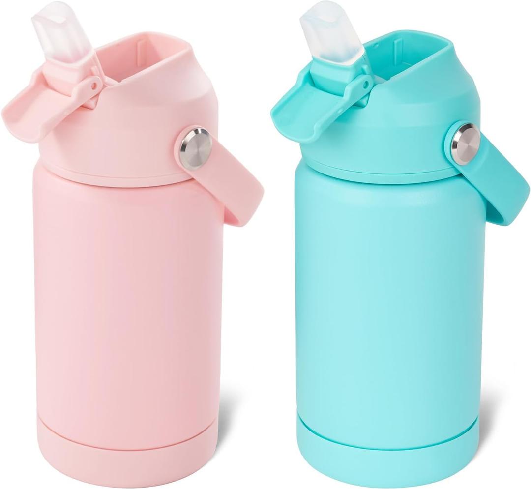 Kerilyn 12oz Kids Water Bottle 2 Pack, Stainless Steel Insulated Water Bottle Bulk, Toddler Cups with Straws Leak-Proof, Kids Water Bottles for School Boys Girls, BPA Free, Pink+Green 2 Piece Set Kerilyn 12oz Kids Water Bottle 2 Pack, Stainless Steel Insulated Water Bottle Bulk, Toddler Cups with Straws Leak-Proof, Kids Water Bottles for School Boys Girls, BPA Free, Pink+Green 2 Piece Set