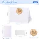 50 Pack Place Cards with Antique Gold Wax Seal Sticker, Name Cards for Table Setting, 4x3 inches Table Tent Card Stock Decor for Party, Wedding Dinner & Events (Pearlescent White)