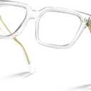 VISOONE Rectangle TR90 Blue Light Blocking Glasses Computer Eyewear with Preppy Look for Women and Men Cougar (Crystal)