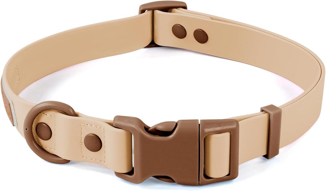 Waterproof Dog Collar with Quick Release Buckle Cute Adjustable Collar for Dogs Comfort Sturdy Durable Odor Proof Easy CareCookie Chocolate 37.5-55cm