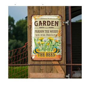 LANOLU Vintage Tin Signs  BEES Farmhouse Metal Sign, Funny Outdoor Decorative Plaque for Porch Patio, 12x8, Set of 2 LANOLU Vintage Tin Signs  BEES Farmhouse Metal Sign, Funny Outdoor Decorative Plaque for Porch Patio, 12x8, Set of 2
