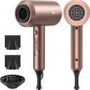Slopehill Professional Ionic Hair Dryer, Powerful 1800W Fast Drying Low Noise Blow Dryer with 2 Concentrator Nozzle 1 Diffuser Attachments for Home Salon Travel (Mocha Mousse)
