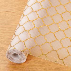 Cooyes Shelf and Drawer Liners for Kitchen Cabinets, Non Adhesive Cabinet Liner, EVA Waterproof Durable Non-Slip Drawer Mats for Shelves, Fridge, Storage, Kitchen Cupboards  Modern Pattern (17.7"W x 78.7"L, Amber)