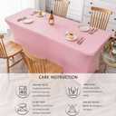 Encell Spandex Tablecloth Rectangular Fitted Tablecloth Protector for Party Banquet Weddings Cocktail Trade Show Blue 6ft