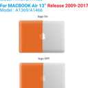 IBENZER Compatible with Old Version MacBook Air 13 Inch Case (2010-2017 Release). Models: A1466 / A1369, Plastic Hard Shell Case with Keyboard Cover for Mac Air 13, Orange, A13OR+1