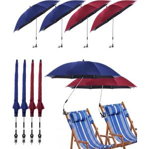 Shinylin 4 Pcs Beach Chair Umbrellas with Clamp 360 Adjustable 42" Umbrellas for Chairs Upf 50+, Stroller, Fishing, Camping, Patio, Wheelchair, Golf Cart (Chair Not Included)