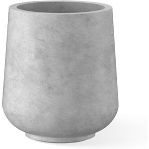 Kante 15.3" Dia Round Concrete Planter, Outdoor Indoor Large Plant Pots Containers with Drainage Hole and Rubber Plug for Home Garden Patio, Natural Concrete