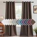 H.VERSAILTEX Linen Blackout Curtain 84 Inches Long for Bedroom/Living Room Thermal Insulated Grommet Linen Curtain Drapes Primitive Textured Burlap Effect Window Drapes 1 Panel - Heather Cocoa Brown