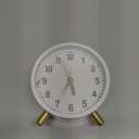 SHISEDECO Alarm Clock with Backlight, 4.5 inches Bedside Analog Non-Ticking Silent Small Deskclock with Arabic Numerals, Battery Operated Round Tableclock for Living Room, Bedroom (White)