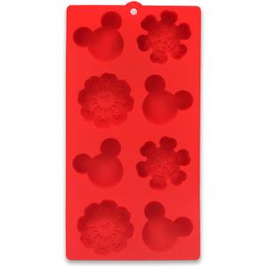 Disney Mickey Mouse and Snowflake Silicone Mold for Kitchen - for Candy, Chocolates, Ice Cubes and More (Light Red)