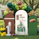 Chunful 3 Pcs 1st Year Down Birthday Arch Backdrop Cover 2-Sided Round Top First Year Down Football Backdrop Arch Cover Decor for Baby Shower Birthday Party Favors 6 Ft/5 Ft/4 Ft (Brown-Green-White)