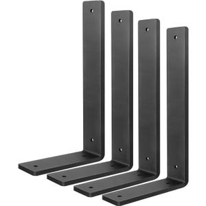 Floating Shelf Bracket 10 Inch, 4 Pack Heavy Duty Shelf Brackets, Black Wall Shelf Bracket for DIY Decorative with Mounting Hardware (L 10" x H 6" x W1.5")
