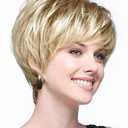 SEVENCOLORS Short Blonde Wigs for White Women Layered Mixed Blonde Pixie Cut Wigs with Bangs Synthetic Short Hair Replacement Wigs