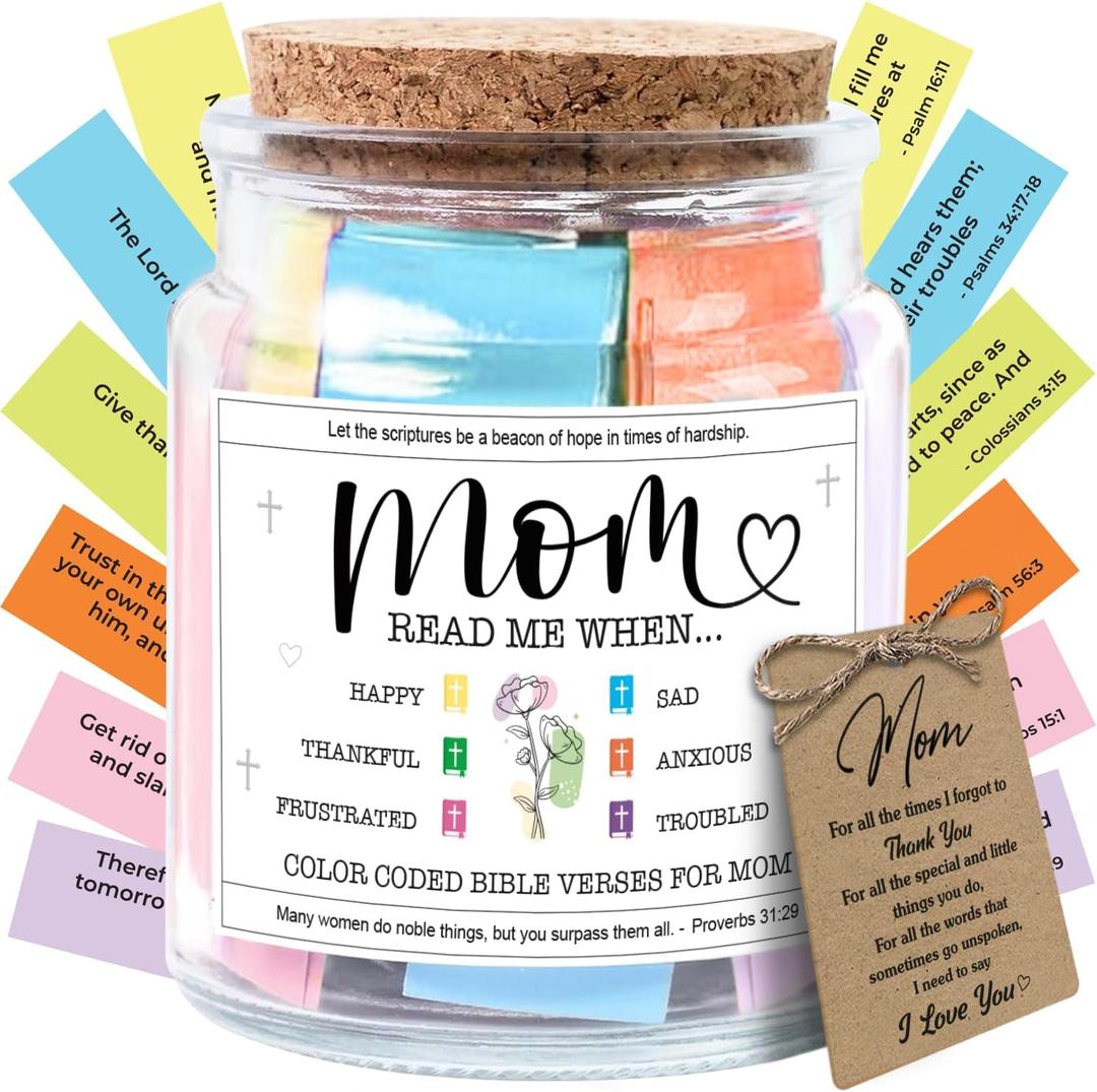 3 x NewEleven Mothers Day Gifts For Mom, Mom Gifts From Daughters Son on Mother Birthday, Bible Jar, Christian Gift for Wife, Thank You Gift Decorative Inspirational Scripture Jar with 92 Bible Verses