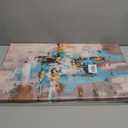 Teal Grey Canvas Wall Art: Blue Gray Abstract Picture for Living Room, Framed Turquoise Gold Painting Bedroom Office Home Decoration 16 x 24 Inch