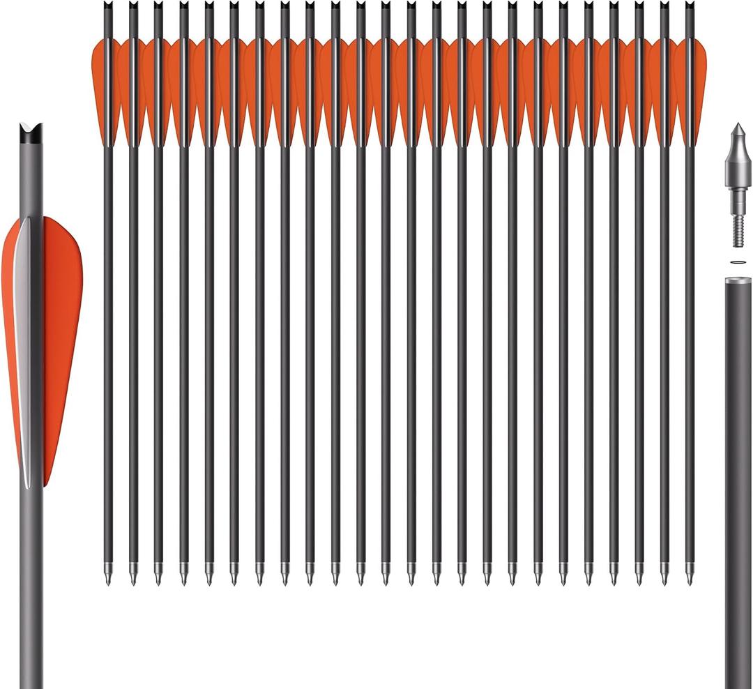 24/14Pcs 20 Inch Crossbow Bolt,Hunting Carbon Arrows for Outdoor Target Practice, 24pcs