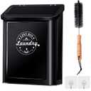 Magnetic Lint Bin for Laundry Room Organization and Storage with Brush, Wall-Mounted Laundry Dryer Lint Bin for Laundry Room Decor, Space-Saving Laundry Can (Black)