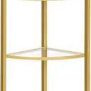 HOOBRO 5-Tier Corner Shelf Stand, Gold Corner Bookshelf, Tempered Glass Shelves, Bathroom Organizer, Corner Plant Stand, for Living Room, Study, Balcony, Home Office, Modern Style, Gold GD15CJ01