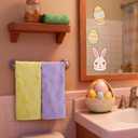 Gilprop 3 Pcs Pastel Spring Hand Towels Set of 3 for Bathroom, Soft Jacquard Cotton Decorative Bathroom Towels with Bunny Design for Kitchen and Home Decor, Absorbent and Decorative