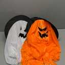 LOGOFUN Halloween LED Lighted Ghost Hanging Decorations Hanging Glowing Ghost with Witch Hat Ghost Pendant with String Light - Orange And White, Pack 2