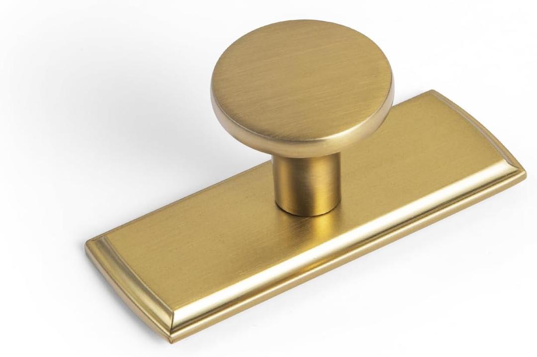 Goo-Ki 6 Pack Classic Elegance Brushed Gold Cabinet Knobs with Backplate - Luxurious Detail for Kitchen - Modern Handles for Home Improvement Hardware