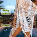 Kaei&Shi Sexy Hollow Out Beach Coverups,Crochet Fringe Knit Swimsuit Cover Up,Pool Swimwear Dress for Women Fit 0-14, One Size (Silver)