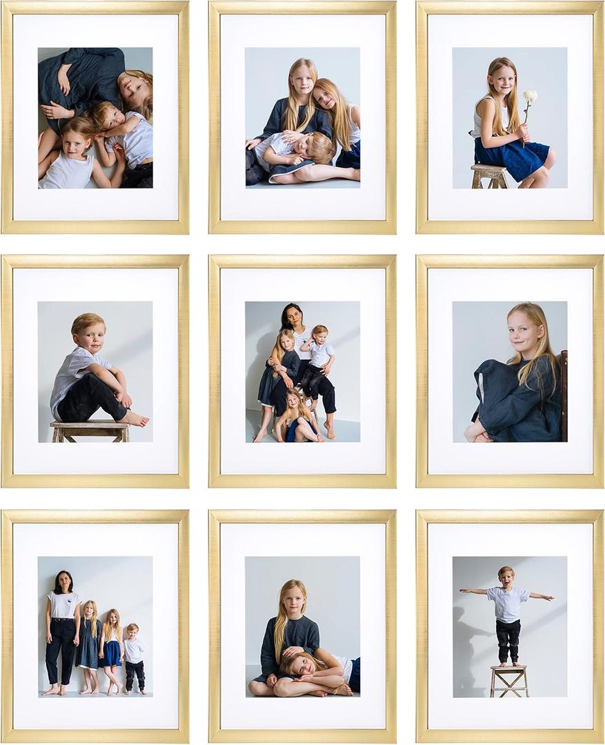 Sheffield Home 9 Piece Gallery Wall Frame Set, 11x14 Inch, Gold