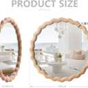 Irregular Wall Mirror,Wood Round Farmhouse Mirror Unique Vanity Mirror,18" Nature Wooden Modern Bathroom Mirror for Washroom Living Room Bedroom