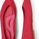 CELNEPHO Red Women's Comfortable Knit Mary Jane Flats - Pointed Toe, Slip On, Arch Support, Washable, Casual & Dressy Shoes - US Size: 11