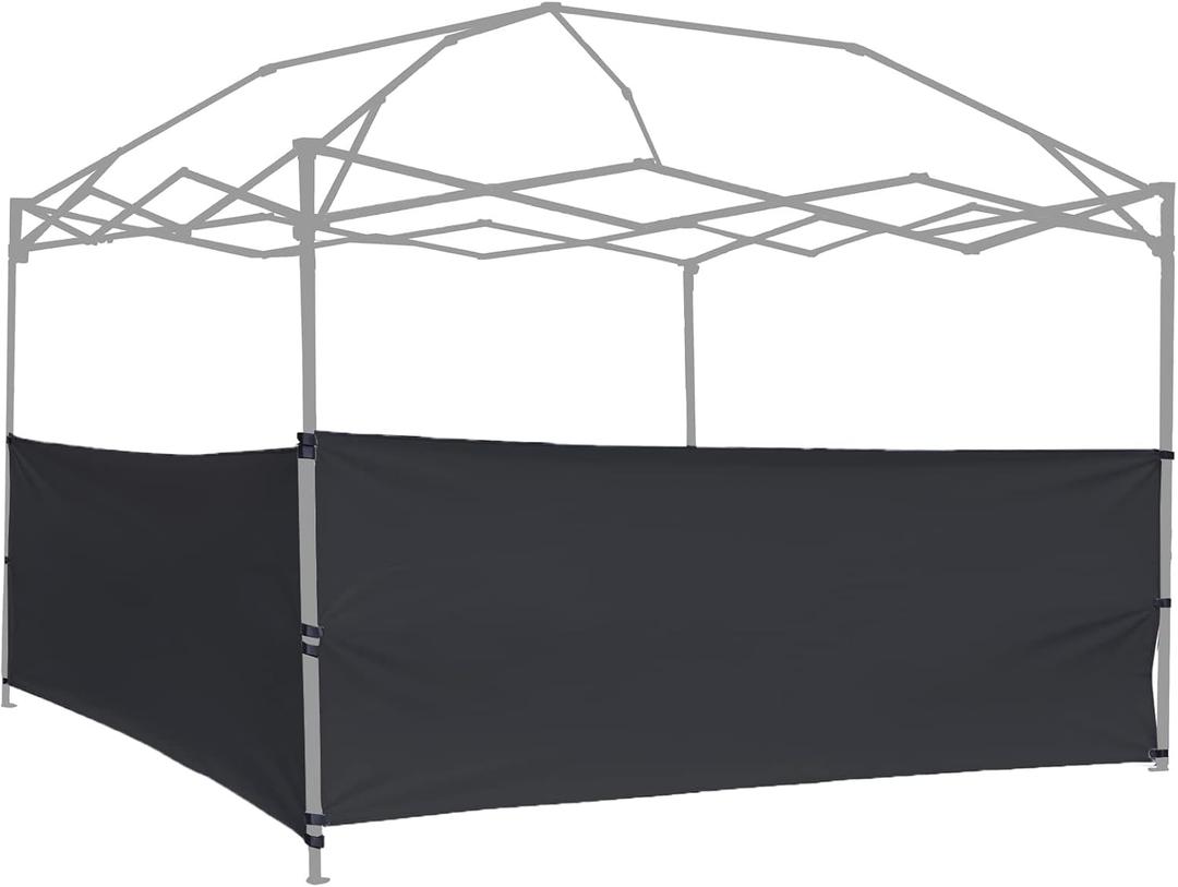 2pcs Half Sidewalls Panel for Pop Up Canopy Gazebo Tent Shelter 10'x10', 10'x15', 10'x20' Vertical Leg, 2 Black Half Walls Only