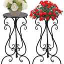 Metal Plant Stands Indoor Outdoor, Heavy Duty Flower Pot stand 22.5 inch Tall, Planter Pedestal Holder Rack for Patio Garden Porch Corner House Deck, 2 Pack(Black)