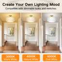 OUTON 16" Semi Flush Mount Ceiling Light Double Drum Gold 3-Light, Modern Linen Fabric Shade Ceiling Light Fixture for Living Room, Bedroom, Kitchen, Dining Room, Hallway and Entryway