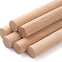 Wooden Dowel Rods Round Wood Dowels Macrame Dowel, 6 PCS 3/4 x 15 Bamboo Sticks for Craft, Unfinished Hardwood Sticks for Crafting, Arts and DIYers and Wedding Ribbon Wands