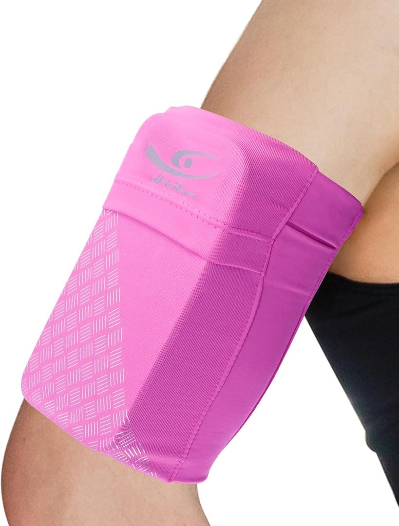HiRui Universal Sports Armband Cell Phone Armband Sleeves Running Armband for Exercise Workout, Compatible with iPhone 16/16Plus/Pro/15/15Plus/14/13 Samsung Galaxy All Phones (Small, Pink)