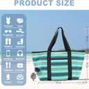 Beach Tote Bag for Women, Lightweight Foldable Waterproof Mesh Pool Bag (Tropical Striped)