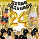 24th Birthday Decorations For Men Happy 24th Birthday Decorations For Him 24 Birthday Decorations For Man 24 Year Old Boy Birthday Decorations Black Gold Twenty Four Birthday Party Decor