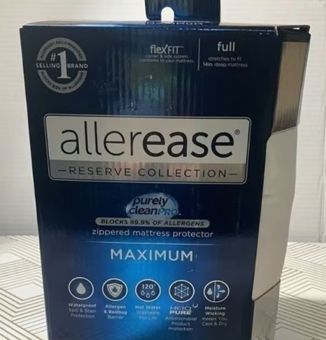 Allerease Reserve Collection Zippered Mattress Protect Full Size Waterproof New